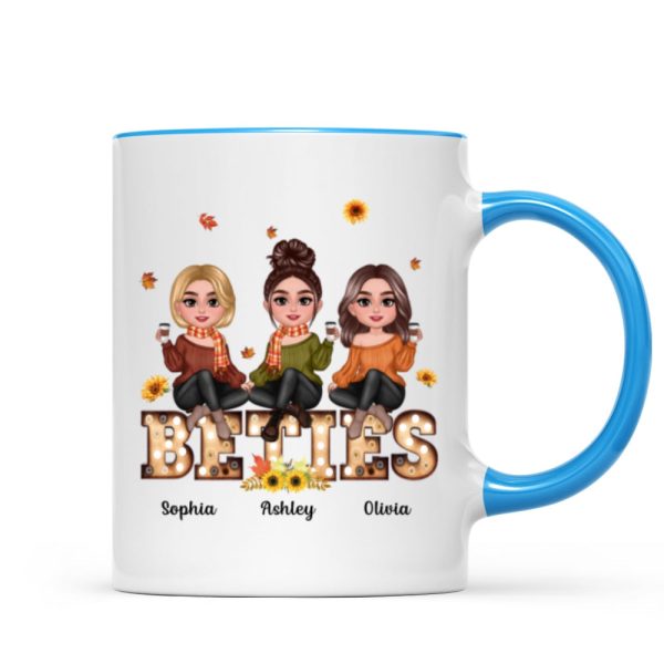 Fall Season Besties Sisters Sitting On Text Marquee Light Personalized Mug