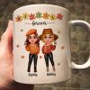 Fall Season Besties Sisters Standing Fall Leaves Personalized Mug