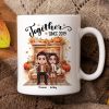Fall Season Doll Couple Fireplace Personalized Mug Fall Season Doll Couple Fireplace Personalized Mug