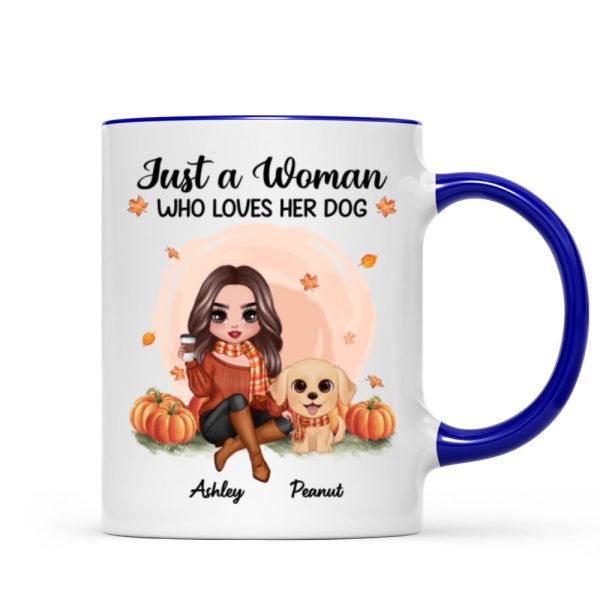 Fall Season Doll Woman And Watercolor Cute Dogs In Pumpkin Patch Personalized Mug