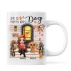 Fall Season Front Porch Doll Woman Sitting With Watercolor Cute Dogs Personalized Mug