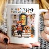 Fall Season Front Porch Doll Woman Sitting With Watercolor Cute Dogs Personalized Mug