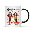 Fall Season Happy Doll Besties Playing With Autumn Leaves Personalized Mug