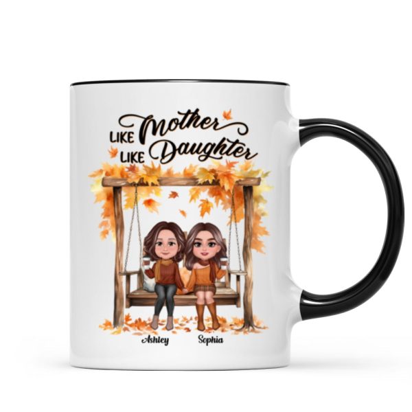 Fall Season Mother Daughters On Swing Personalized Mug