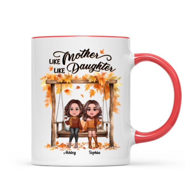 Fall Season Mother Daughters On Swing Personalized Mug