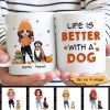 Fall Season Standing Doll And Cute Dogs Personalized Mug Fall Season Standing Doll And Cute Dogs Personalized Mug