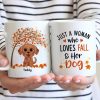 Fall Season Watercolor Cute Dogs Just Girl Who Loves Fall And Her Dogs Personalized Mug