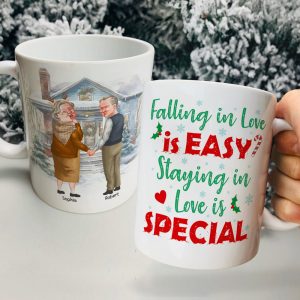 Falling In Love Is Easy? Staying In Love Is Special- Personalized Coffee Mug- Gift For Him/ Gift For Her- Christmas Gift- Old Couple Coffee Mug