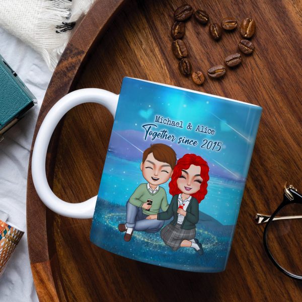 Falling In Love With You, Anniversary Couple Chilling White Edge to Edge Mug Falling In Love With You, Anniversary Couple Chilling White Edge to Edge Mug