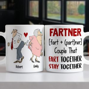 Fart Together Stay Together Personalized Couple Mug, Gift For Funny Couple
