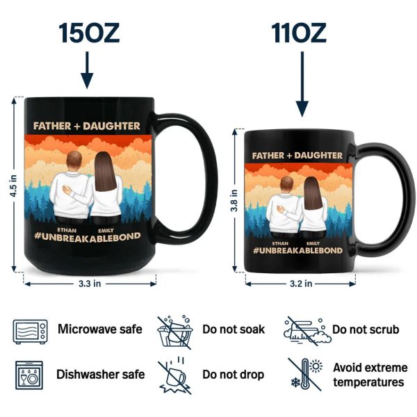 Father & Daughter Son Unbreakable Bond - Personalized Black Mug Father & Daughter Son Unbreakable Bond - Personalized Black Mug
