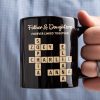 Father & Daughters Sons Forever Linked Together Crossword Puzzle Art Personalized Mug, Heartfelt Father's Day Gift For Dad