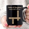 Father & Daughters Sons Forever Linked Together Crossword Puzzle Art Personalized Mug, Heartfelt Father's Day Gift For Dad