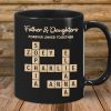 Father & Daughters Sons Forever Linked Together Crossword Puzzle Art Personalized Mug, Heartfelt Father's Day Gift For Dad