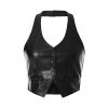 Faux Leather Halter Waistcoat Faux Leather Halter Waistcoat