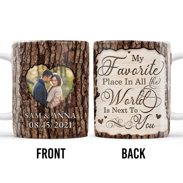 Favorite Place Next To You With Heart Shaped Photo - Personalized Custom Coffee Mug - CPL175_MG Favorite Place Next To You With Heart Shaped Photo - Personalized Custom Coffee Mug - CPL175_MG
