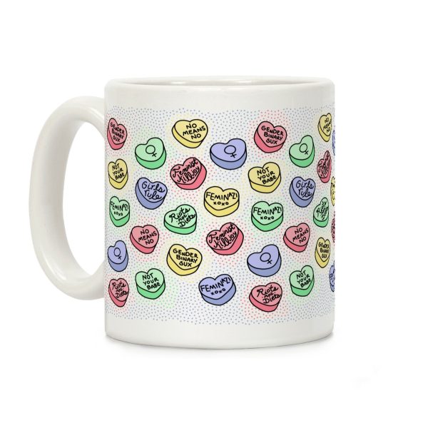 Feminist Conversation Hearts Coffee Mug Feminist Conversation Hearts Coffee Mug