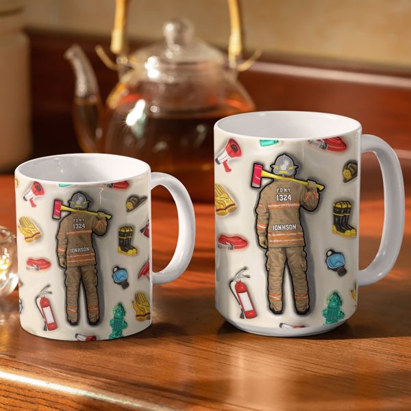 Firefighter 3D Uniform - Gift For Firefighters - 3D Inflated Effect Printed Mug, Personalized White Edge-to-Edge Mug Firefighter 3D Uniform - Gift For Firefighters - 3D Inflated Effect Printed Mug, Personalized White Edge-to-Edge Mug
