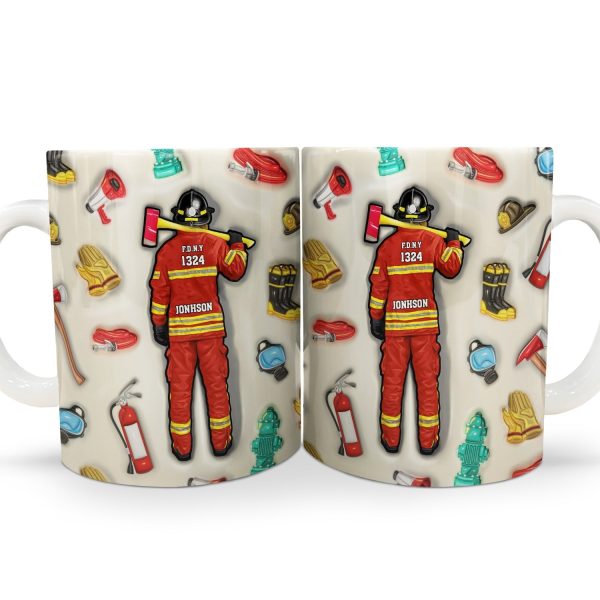 Firefighter 3D Uniform - Gift For Firefighters - 3D Inflated Effect Printed Mug, Personalized White Edge-to-Edge Mug Firefighter 3D Uniform - Gift For Firefighters - 3D Inflated Effect Printed Mug, Personalized White Edge-to-Edge Mug