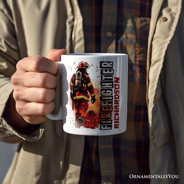 Firefighter Personalized Mug, Appreciation Fire Department Custom Gift with Name Firefighter Personalized Mug, Appreciation Fire Department Custom Gift with Name