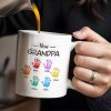 First Dad Now Grandpa Colored Handprints - Personalized Custom Coffee Mug - DAD225_MG First Dad Now Grandpa Colored Handprints - Personalized Custom Coffee Mug - DAD225_MG