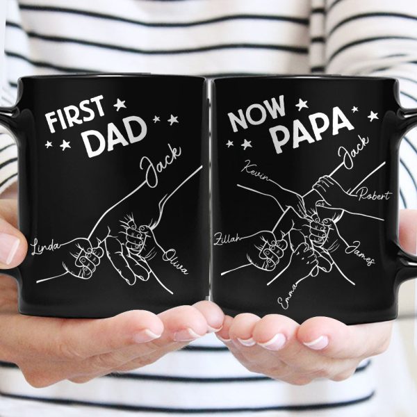 First Dad Now Grandpa Fist Bump - Personalized Mug First Dad Now Grandpa Fist Bump - Personalized Mug