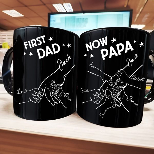 First Dad Now Grandpa Fist Bump - Personalized Mug First Dad Now Grandpa Fist Bump - Personalized Mug