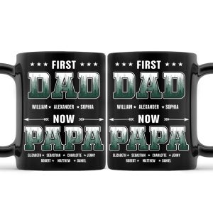 First Dad Now Papa Fir Forest - Personalized Black Mug