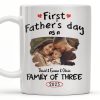 First Father's Day As A Family Of Three, Heart and Family Photo - Personalized Custom Coffee Mug - DAD103_MG First Father's Day As A Family Of Three, Heart and Family Photo - Personalized Custom Coffee Mug - DAD103_MG