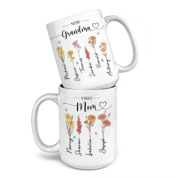 First Mom, Now Grandma - Family Personalized Custom Mug - Christmas Gift For Mom, Grandma First Mom, Now Grandma - Family Personalized Custom Mug - Christmas Gift For Mom, Grandma