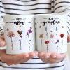 First Mom Now Grandma Birth Flower Personalized Mug