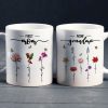 First Mom Now Grandma Birth Flower Personalized Mug