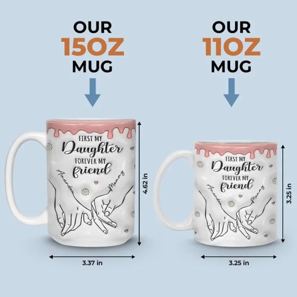 First My Daughter Forever My Friend - Family Personalized Custom 3D Inflated Effect Printed Mug - Christmas Gift For Gift For Mom, Daughter, Grandchild First My Daughter Forever My Friend - Family Personalized Custom 3D Inflated Effect Printed Mug - Christmas Gift For Gift For Mom, Daughter, Grandchild