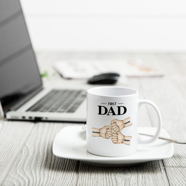 Fist Bump First Dad Now Grandpa Personalized Mug