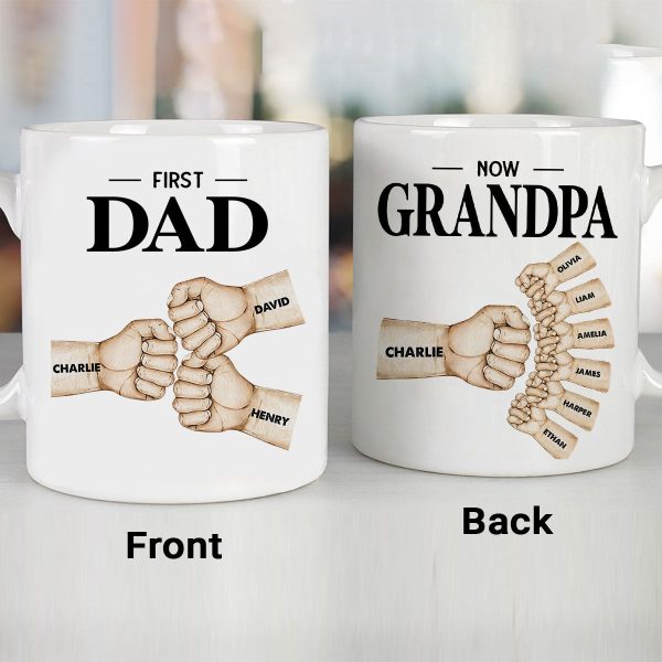 Fist Bump First Dad Now Grandpa Personalized Mug