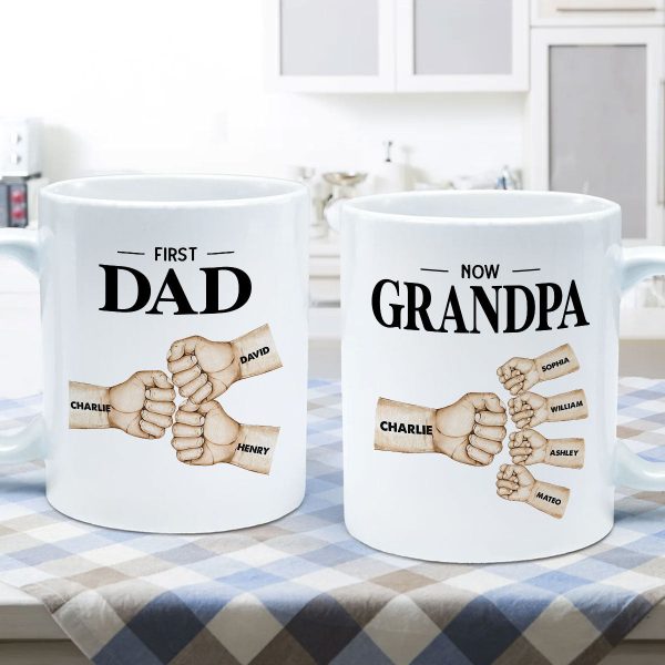 Fist Bump First Dad Now Grandpa Personalized Mug