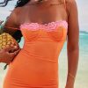 Flame Orange Lace Trim Slit Mesh Maxi Dress Flame Orange Lace Trim Slit Mesh Maxi Dress