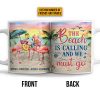 Flamingo Bestie The Beach Is Calling Custom Mug Flamingo Bestie The Beach Is Calling Custom Mug