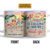 Flamingo Bestie The Beach Is Calling Custom Mug Flamingo Bestie The Beach Is Calling Custom Mug