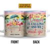Flamingo Bestie The Beach Is Calling Custom Mug Flamingo Bestie The Beach Is Calling Custom Mug
