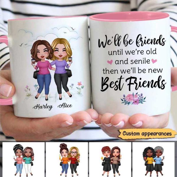 Floral Doll Besties Best Friends Sisters Friends Until Old And Senile Personalized Mug Floral Doll Besties Best Friends Sisters Friends Until Old And Senile Personalized Mug