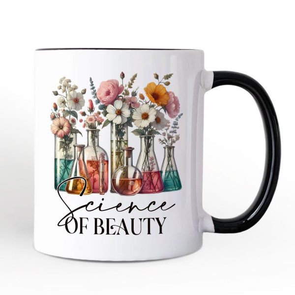 Floral Science Lab Beakers Personalized Mug, Flowers Chemistry Scientist Gift with Custom Name Floral Science Lab Beakers Personalized Mug, Flowers Chemistry Scientist Gift with Custom Name
