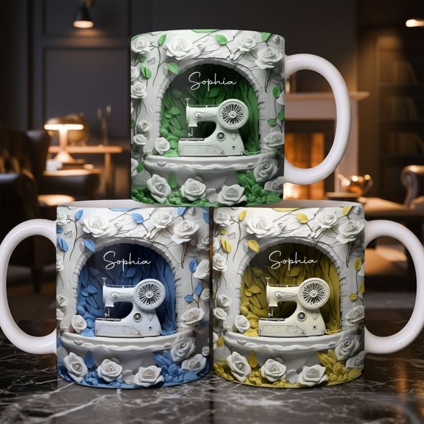 Floral Sewing Machine Creative Design - Personalized Custom Coffee Mug - HOB018_MG Floral Sewing Machine Creative Design - Personalized Custom Coffee Mug - HOB018_MG