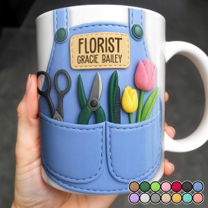 Florist Scissors Tulip And Other Flowers Design - Personalized Custom Coffee Mug - GARD020_MG