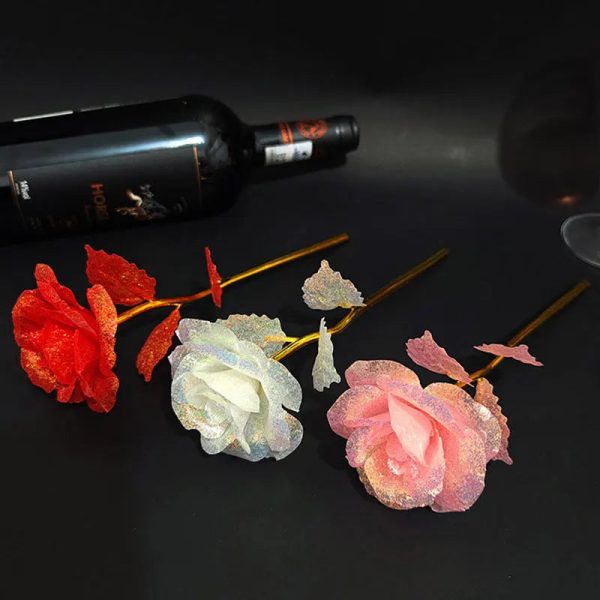 Foil Plated Rose Gold Rose Artificial Flowers Gift Set Foil Plated Rose Gold Rose Artificial Flowers Gift Set