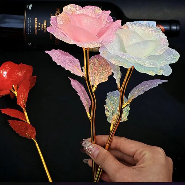 Foil Plated Rose Gold Rose Artificial Flowers Gift Set Foil Plated Rose Gold Rose Artificial Flowers Gift Set