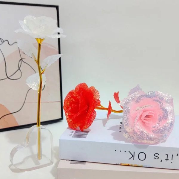 Foil Plated Rose Gold Rose Artificial Flowers Gift Set Foil Plated Rose Gold Rose Artificial Flowers Gift Set