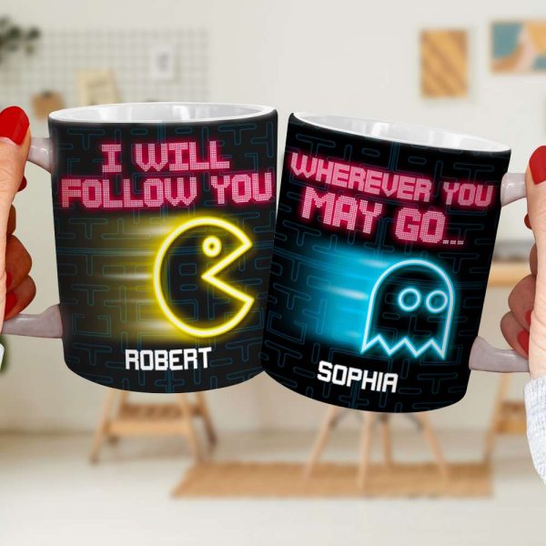 Follow You Wherever You May Go, Personalized Coffee Mug, Couple Playing Game, Gift For Her, 04htqn270623 Follow You Wherever You May Go, Personalized Coffee Mug, Couple Playing Game, Gift For Her, 04htqn270623