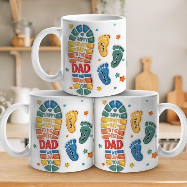 Following In Your Footsteps - Family Personalized Custom 3D Inflated Effect Printed Mug - Father's Day, Gift For Dad, Grandpa Following In Your Footsteps - Family Personalized Custom 3D Inflated Effect Printed Mug - Father's Day, Gift For Dad, Grandpa