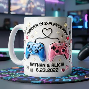 Forever In 2-Player Mode - Personalized Ceramic Mug - Gift For Couples, Gamers NL122
